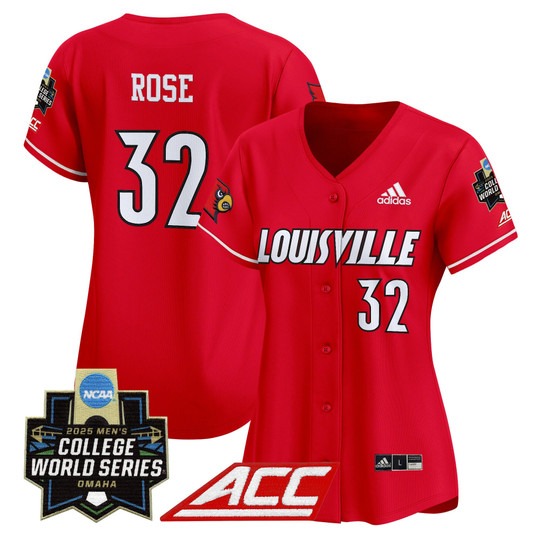 Women's adidas Louisville Cardinals #32 Zion Rose Red 2025 NCAA MCWS Baseball Limited Jersey - All Stitched