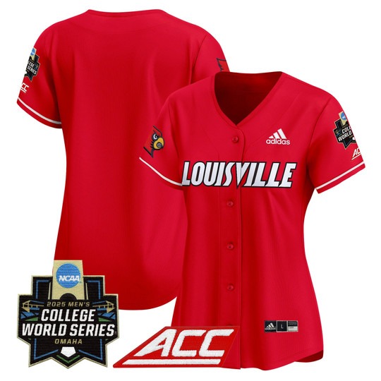 Women's adidas Louisville Cardinals Red 2025 NCAA MCWS College Baseball Limited Jersey - All Stitched