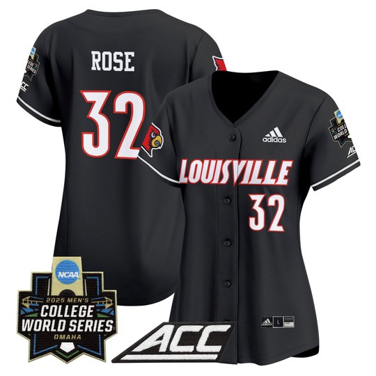 Women's College Louisville Cardinals #32 Zion Rose Black 2025 NCAA MCWS Baseball Limited Jersey - All Stitched