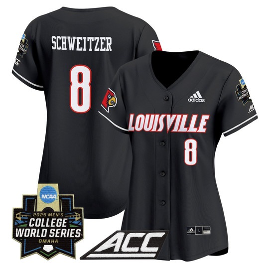 Women's College Louisville Cardinals #8 Jake Schweitzer Black 2025 NCAA MCWS Baseball Limited Jersey - All Stitched