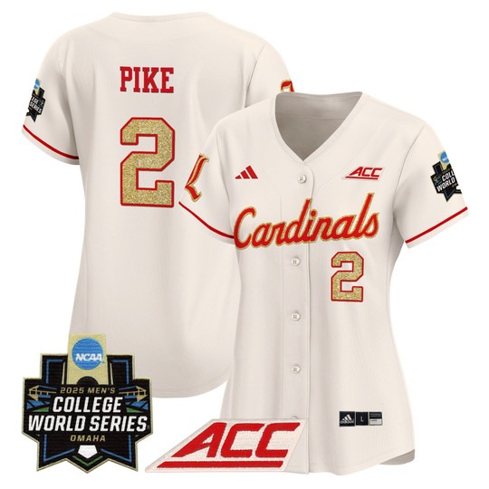 Wmn's Louisville Cardinals #2 Garret Pike Cream 2025 NCAA MCWS Baseball Limited Jersey - All Stitched