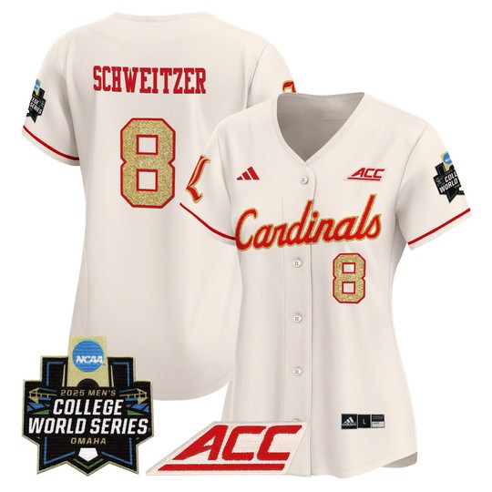 Wmn's Louisville Cardinals #8 Jake Schweitzer Cream 2025 NCAA MCWS Baseball Limited Jersey - All Stitched