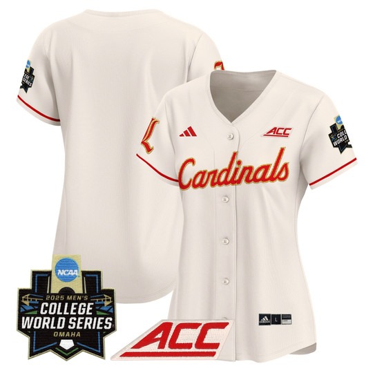 Wmn's Louisville Cardinals Cream 2025 NCAA MCWS Baseball Limited Jersey - All Stitched