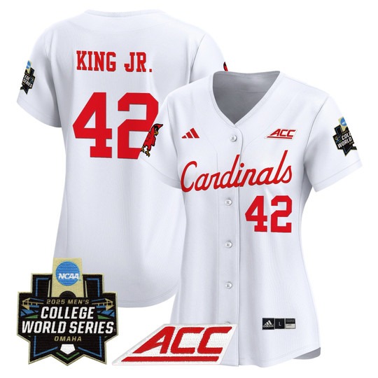 Wmn's Louisville Cardinals #42 Eddie King Jr. White 2025 NCAA MCWS Baseball Limited Jersey - All Stitched