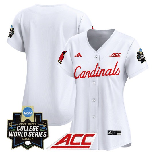 Wmn's Louisville Cardinals White 2025 NCAA MCWS Baseball Limited Jersey - All Stitched