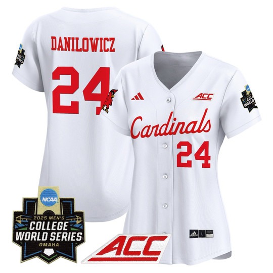 Wmn's Louisville Cardinals #24 Wyatt Danilowicz White 2025 NCAA MCWS Baseball Limited Jersey - All Stitched