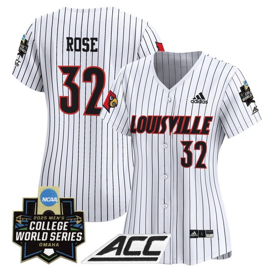 Wmn's Louisville Cardinals #32 Zion Rose Pinstripe 2025 NCAA MCWS Baseball Limited Jersey - All Stitched