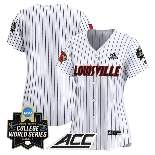 Wmn's Louisville Cardinals Pinstripe 2025 NCAA MCWS Baseball Limited Jersey - All Stitched