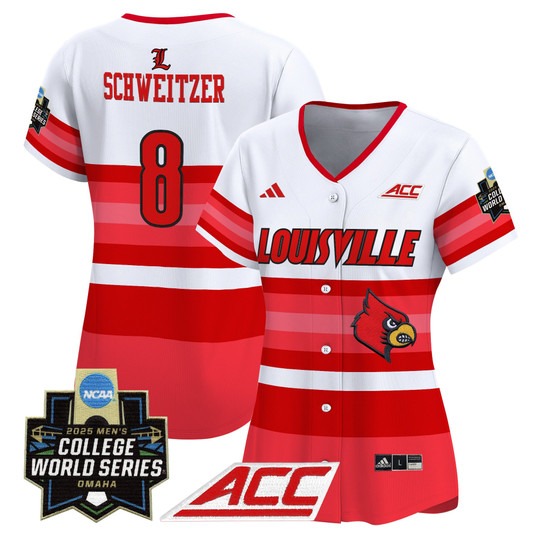 Jake Schweitzer #8 Gradient Stripes Women's Louisville Cardinals 2025 College World Series Baseball Limited Jersey - All Stitched