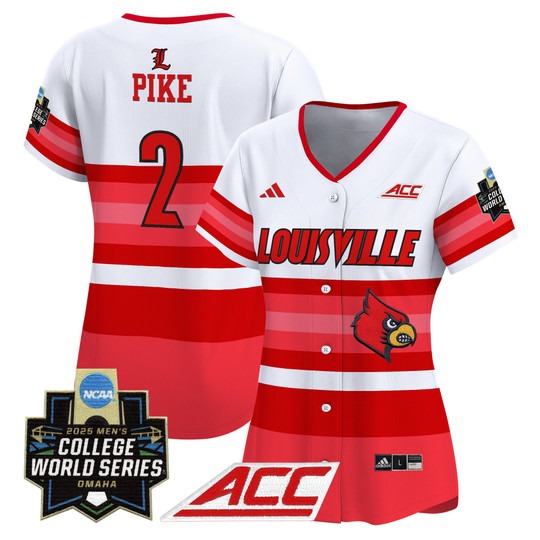 Garret Pike #2 Gradient Stripes Women's Louisville Cardinals 2025 College World Series Baseball Limited Jersey - All Stitched
