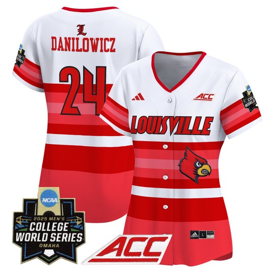 Wyatt Danilowicz #24 Gradient Stripes Women's Louisville Cardinals 2025 College World Series Baseball Limited Jersey - All Stitched