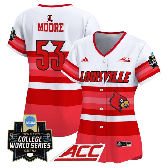 Lucas Moore #53 Gradient Stripes Women's Louisville Cardinals 2025 College World Series Baseball Limited Jersey - All Stitched