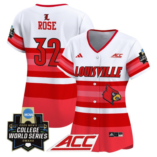 Zion Rose #32 Gradient Stripes Women's Louisville Cardinals 2025 College World Series Baseball Limited Jersey - All Stitched
