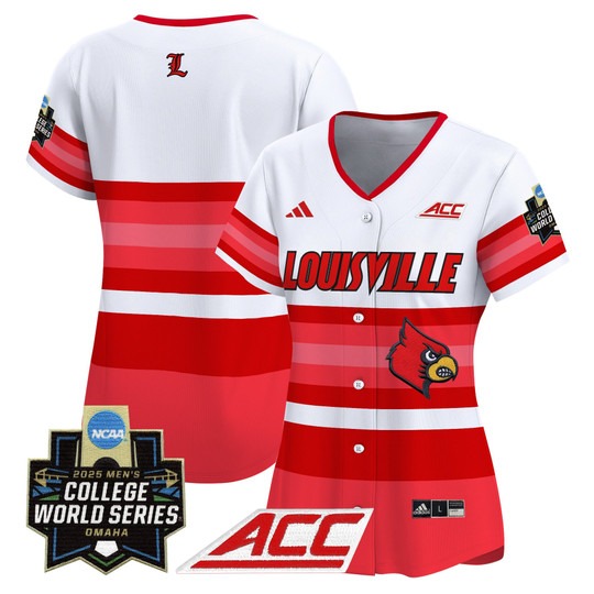 Women's Gradient Stripes Louisville Cardinals 2025 College World Series Baseball Limited Jersey - All Stitched