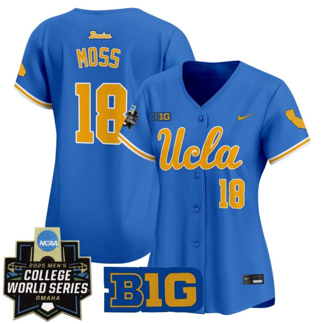 Women's UCLA Bruins #18 Wylan Moss Blue Nike 2025 World Series Baseball Limited Jersey - All Stitched