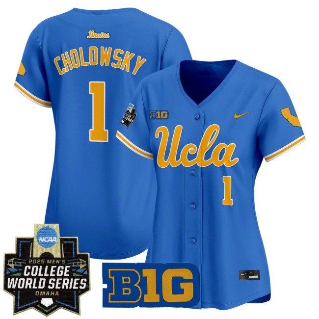 Women's UCLA Bruins #1 Roch Cholowsky Blue Nike 2025 World Series Baseball Limited Jersey - All Stitched