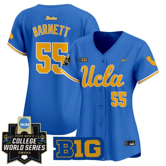 Women's UCLA Bruins #55 Michael Barnett Blue Nike 2025 World Series Baseball Limited Jersey - All Stitched