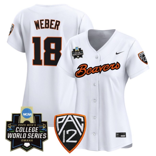 Women's Oregon State Beavers #18 Wilson Weber Nike White 2025 World Series Baseball Limited Jersey - All Stitched