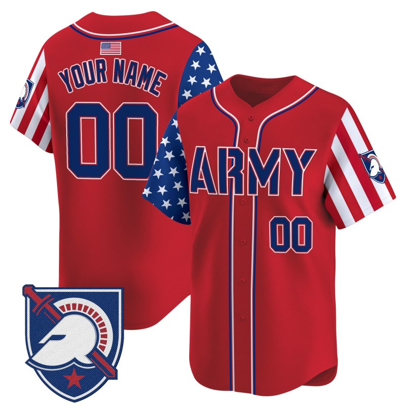 Army Black Knights 2025 Independence Day Custom Nike Limited Baseball Jersey Red - All Stitched