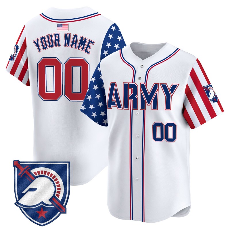 Army Black Knights 2025 Independence Day Custom Nike Limited Baseball Jersey White - All Stitched