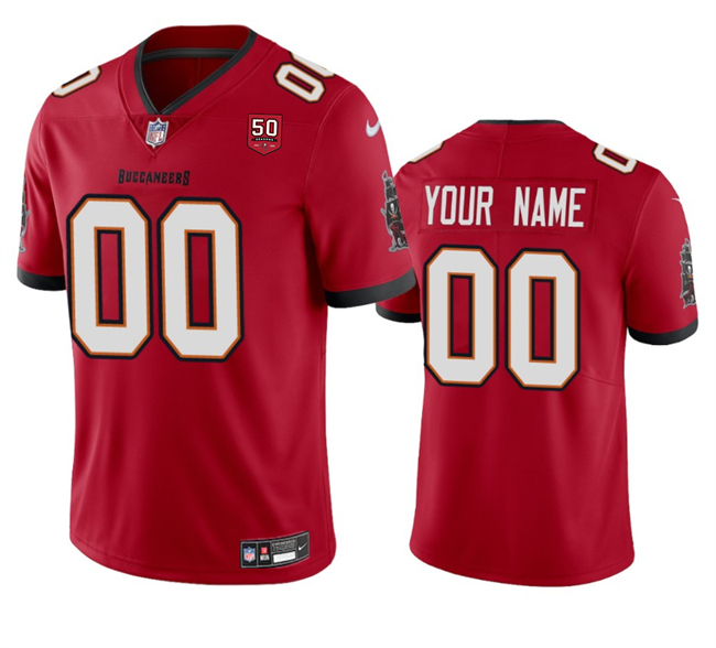 Tampa Bay Buccaneers Custom Red 2025 50th Anniversary Patch Vapor Untouchable Limited Stitched Football Jersey