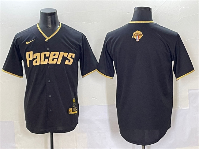 Men's Indiana Pacers Blank GOLD Black 2025 Finals Vapor Stitched Baseball Jersey