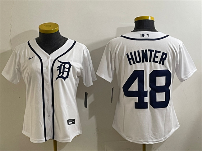 Women's Detroit Tigers #48 Brant Hurter White Cool Base Stitched Baseball Jersey