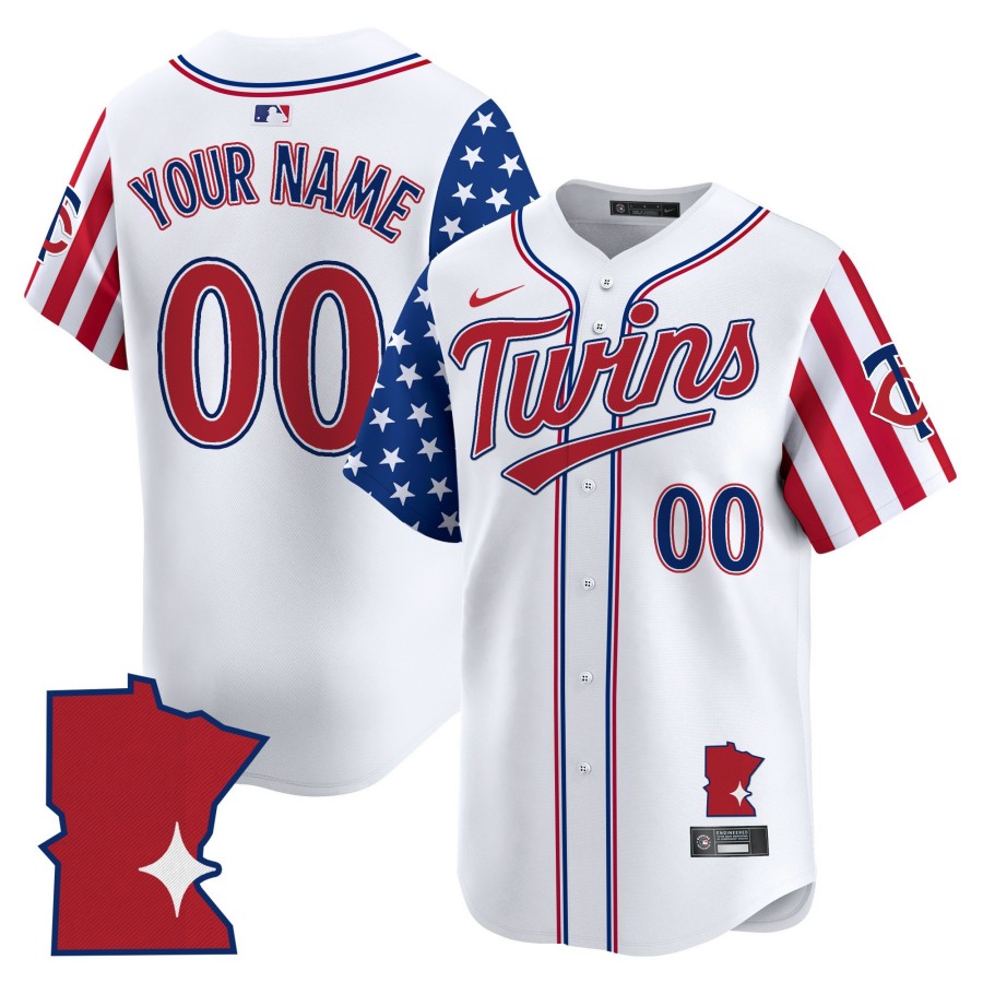 Minnesota Twins Custom 2025 Independence Day Nike White MLB Baseball Limited Jersey - All Stitched