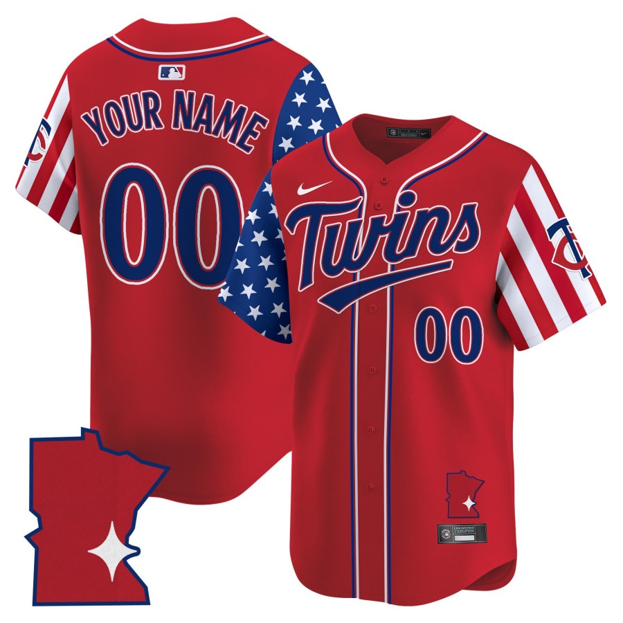 Minnesota Twins Custom 2025 Independence Day Nike Limited Red Baseball MLB Jersey - All Stitched
