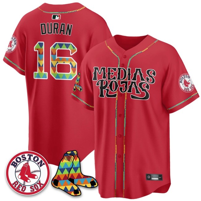 Men's Boston Red Sox #16 Jarren Duran Red Medias Rojas Limited Stitched Jersey