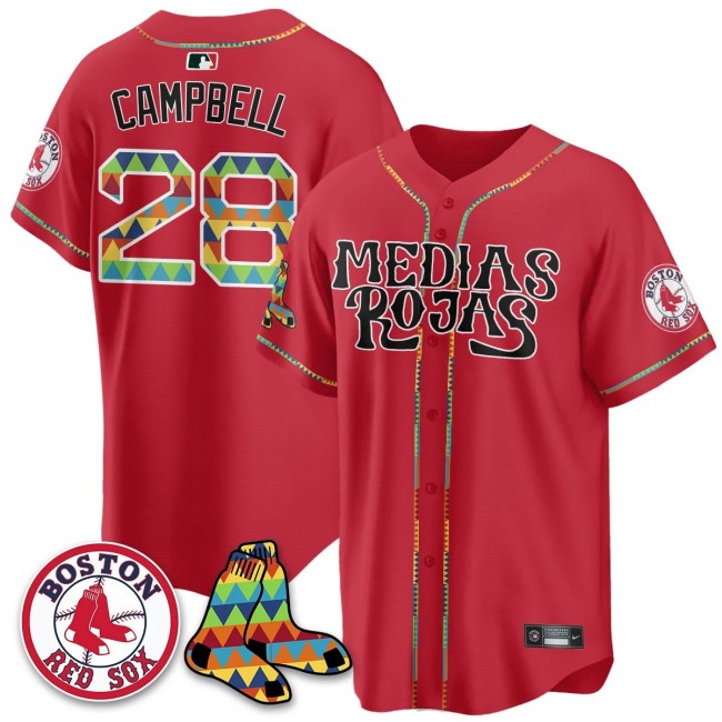 Men's Boston Red Sox #28 Kristian Campbell Red Medias Rojas Limited Stitched Jersey