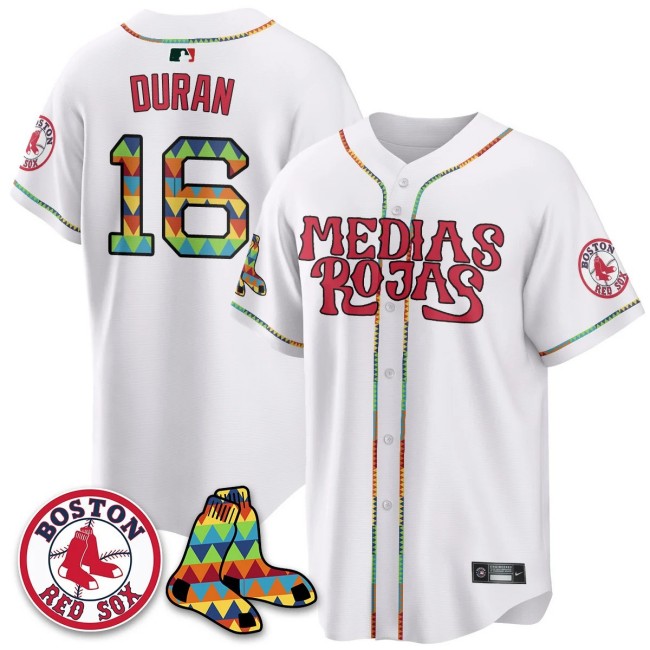 Men's Boston Red Sox #16 Jarren Duran White Medias Rojas Limited Stitched Jersey