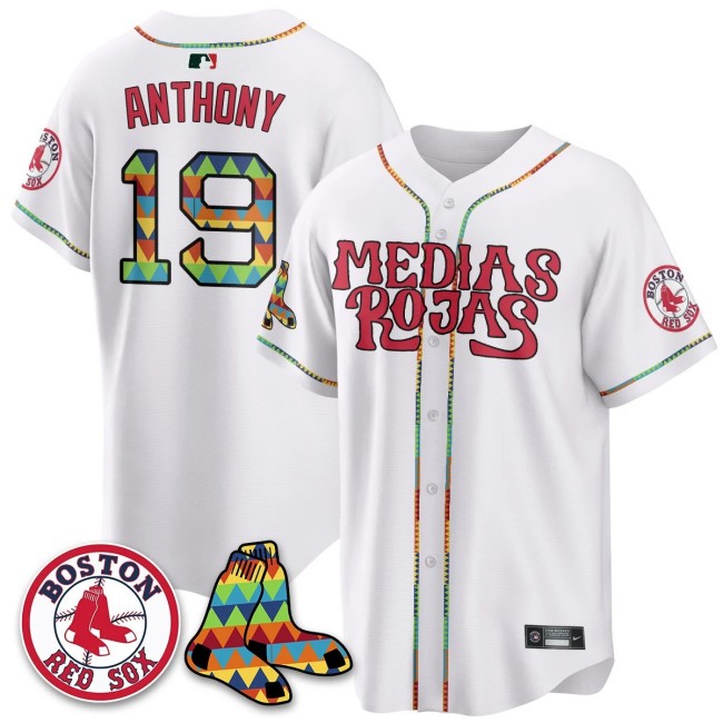 Men's Boston Red Sox #19 Roman Anthony White Medias Rojas Limited Stitched Jersey