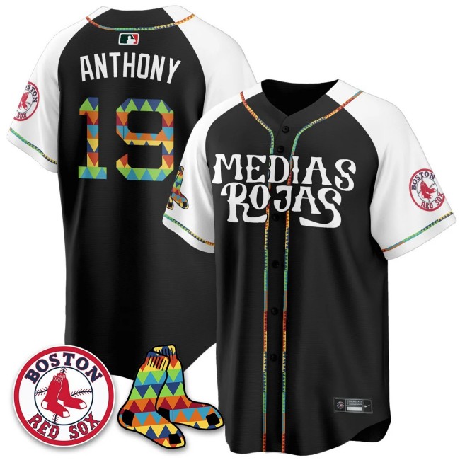 Men's Medias Rojas Boston Red Sox #19 Roman Anthony Limited Stitched Jersey Black Alternate