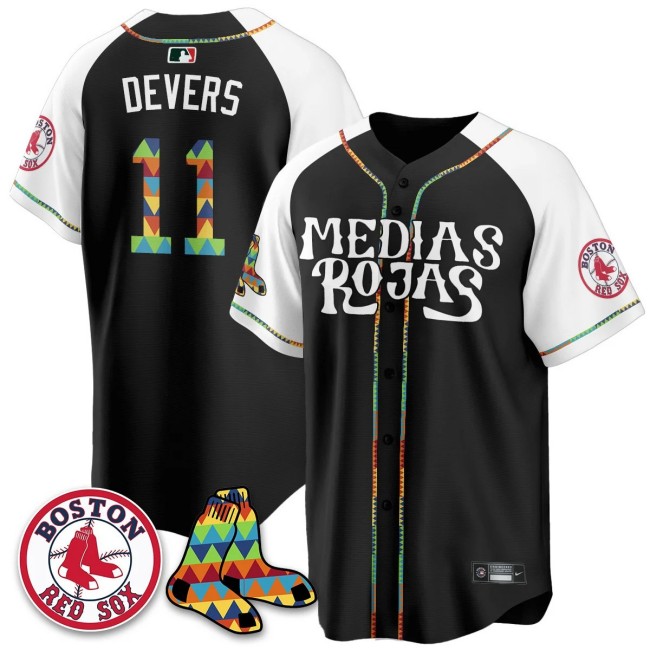 Men's Medias Rojas Boston Red Sox #11 Rafael Devers Limited Stitched Jersey Black Alternate