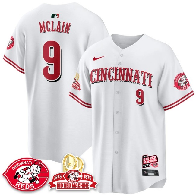 Men's Cincinnati Reds #9 Matt McLain Nike 'Big Red Machine 50th 1975 Limited MLB Jersey White