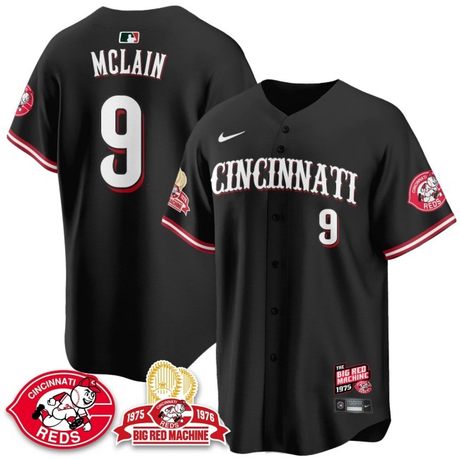 Men's Cincinnati Reds #9 Matt McLain Nike 'Big Red Machine 50th 1975 Limited MLB Jersey Black