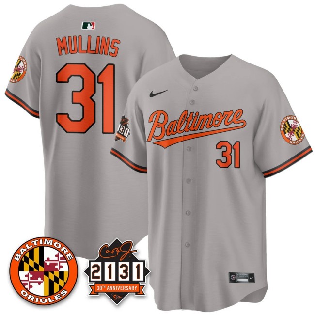 Men's Baltimore Orioles #31 Cedric Mullins Nike '30th of 2131 MLB Limited Jersey Grey - ALL Stitched