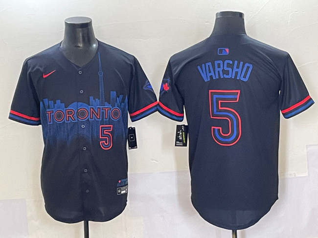 Men's Toronto Blue Jays #5 Daulton Varsho Black 2024 City Connect Limited Stitched Baseball Jersey