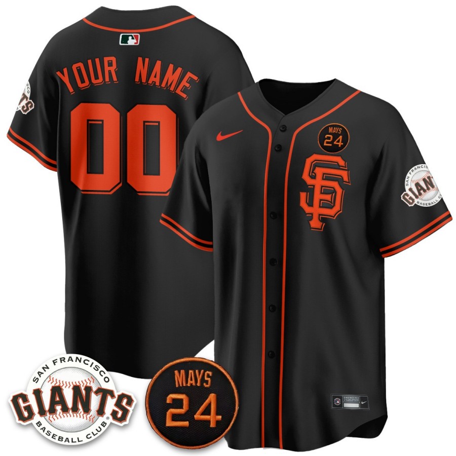 San Francisco Giants Custom Nike Black 2025 Limited MLB Jersey 24 Mays Patch - All Stitched