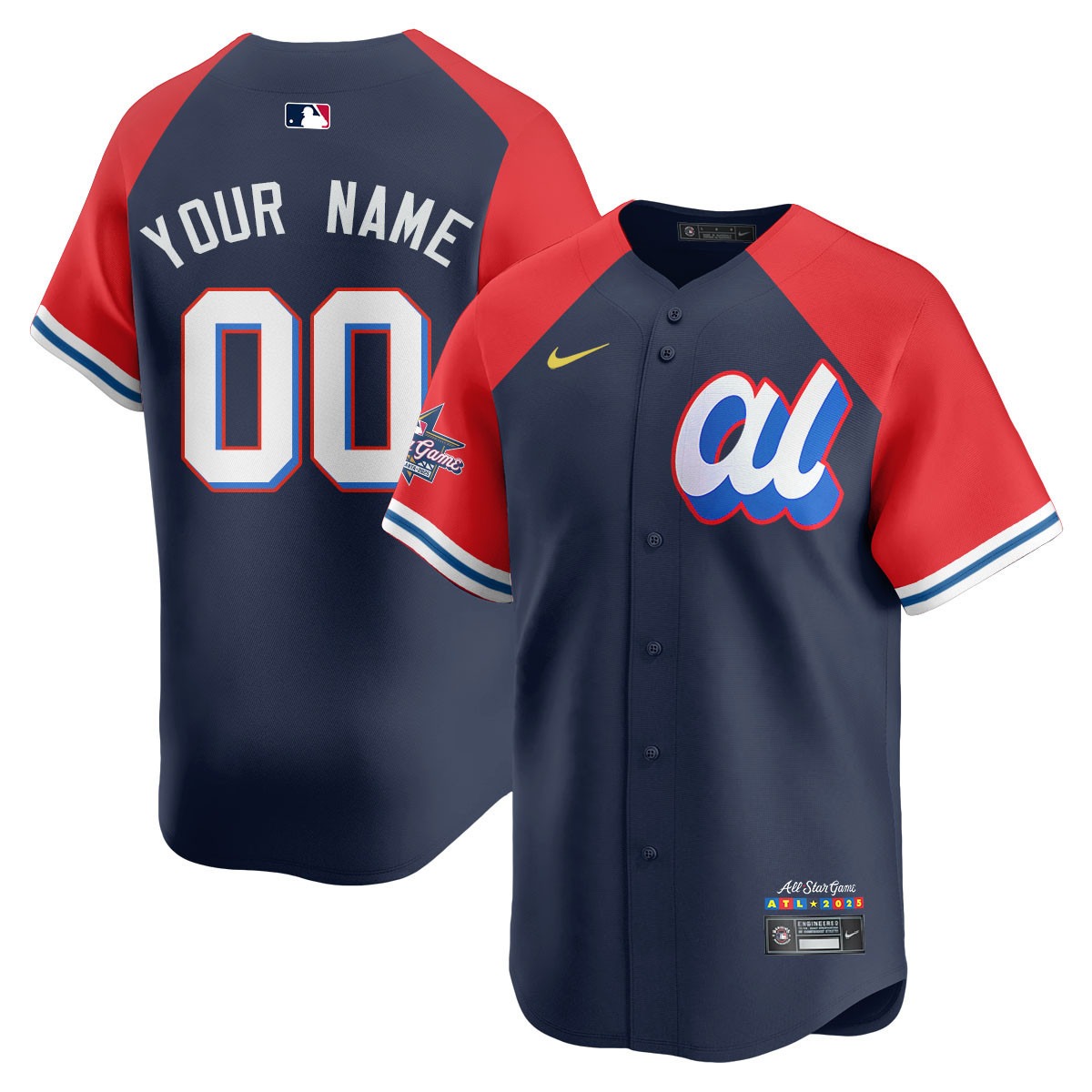 American League Custom Nike Navy Red 2025 MLB All-Star Run Derby Limited Jersey - All Stitched