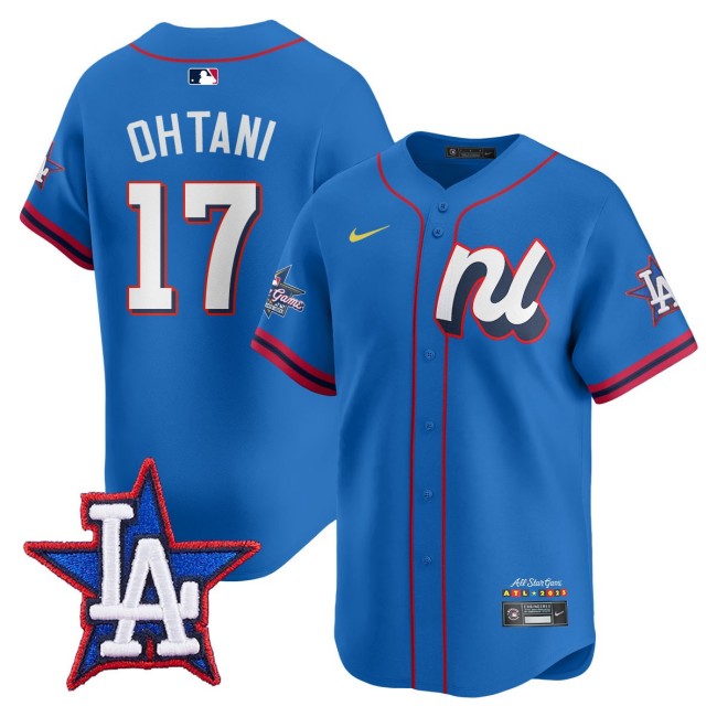 National League #17 Shohei Ohtani Nike Blue 2025 MLB All-Star Run Derby Limited Jersey - All Stitched