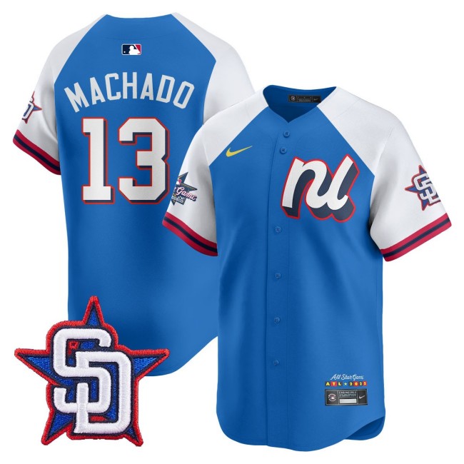 National League #13 Manny Machado Nike Blue White 2025 MLB All-Star Run Derby Limited Jersey - All Stitched