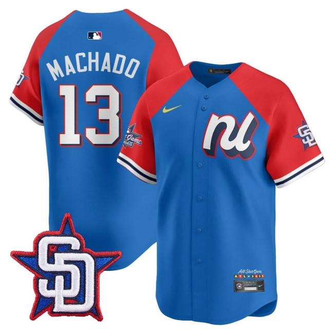 National League #13 Manny Machado Nike Blue Red 2025 MLB All-Star Run Derby Limited Jersey - All Stitched