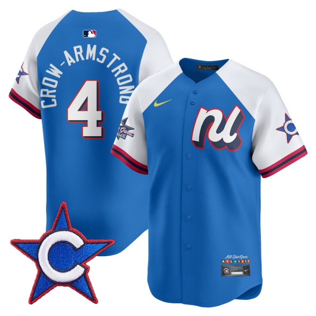 National League #4 Pete Crow-Armstrong Nike Blue White 2025 MLB All-Star Run Derby Limited Jersey - All Stitched