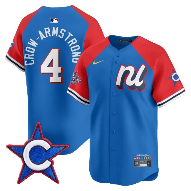 National League #4 Pete Crow-Armstrong Nike Blue Red 2025 MLB All-Star Run Derby Limited Jersey - All Stitched