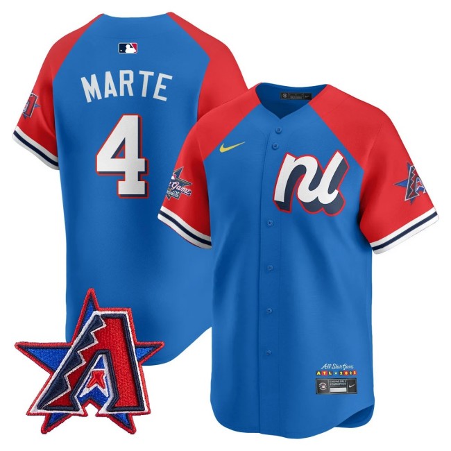 National League #4 Ketel Marte Nike Blue Red 2025 MLB All-Star Run Derby Limited Jersey - All Stitched