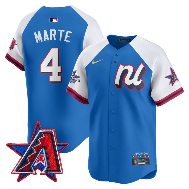 National League #4 Ketel Marte Nike Blue White 2025 MLB All-Star Run Derby Limited Jersey - All Stitched