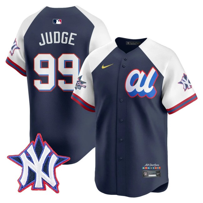 American League #99 Aaron Judge Nike Navy White 2025 MLB All-Star Run Derby Limited Jersey - All Stitched