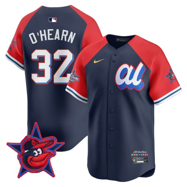 American League #32 Ryan O'Hearn Nike Navy Red 2025 MLB All-Star Run Derby Limited Jersey - All Stitched